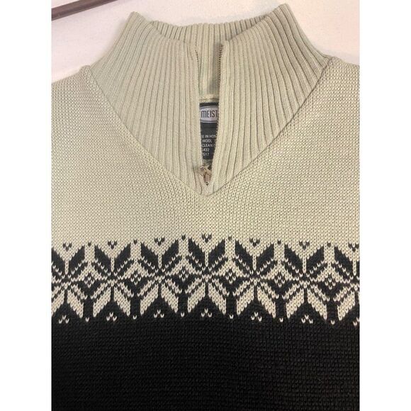 Meister Black Green Nordic Fair Isle Wool Blend Sweater Small - Picture 4 of 5